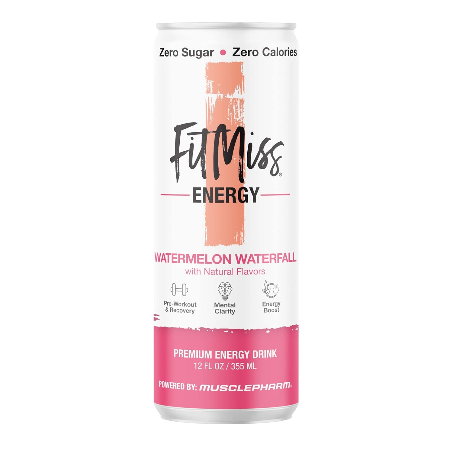 usclePharm FitMiss Energy Drink 12oz (Pack of 12) - Watermelon Waterfall - Sugar Free Calories Free - Perfectly Carbonated with No Artificial Colors or Dyes - Image 2